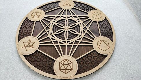 مكعب Metatron ، فن الجدار الخشبي معلق ، ديكور المنزل ، قطع ليزر الهندسة المقدسة (48 سم (18.8 ICNH) ، طبيعي) in Kuwait