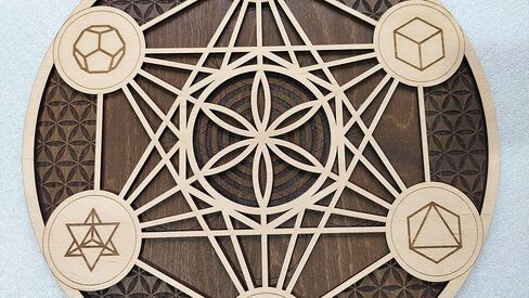 مكعب Metatron ، فن الجدار الخشبي معلق ، ديكور المنزل ، قطع ليزر الهندسة المقدسة (48 سم (18.8 ICNH) ، طبيعي) in Kuwait