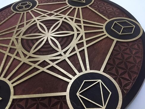 مكعب Metatron ، فن الجدار الخشبي معلق ، ديكور المنزل ، قطع ليزر الهندسة المقدسة (48 سم (18.8 ICNH) ، طبيعي) in Kuwait