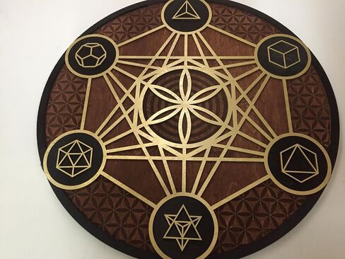 مكعب Metatron ، فن الجدار الخشبي معلق ، ديكور المنزل ، قطع ليزر الهندسة المقدسة (48 سم (18.8 ICNH) ، طبيعي) in Kuwait