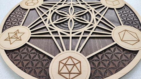 مكعب Metatron ، فن الجدار الخشبي معلق ، ديكور المنزل ، قطع ليزر الهندسة المقدسة (48 سم (18.8 ICNH) ، طبيعي) in Kuwait