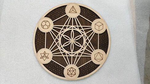 مكعب Metatron ، فن الجدار الخشبي معلق ، ديكور المنزل ، قطع ليزر الهندسة المقدسة (48 سم (18.8 ICNH) ، طبيعي) in Kuwait