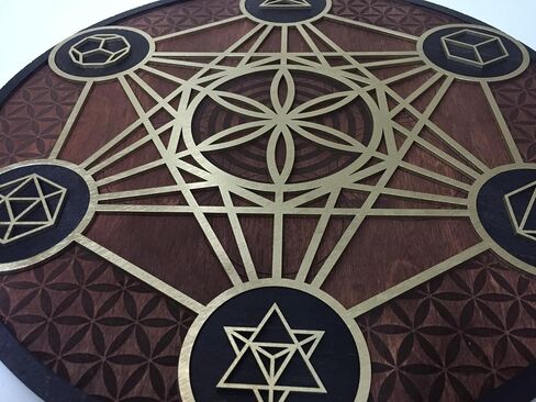 مكعب Metatron ، فن الجدار الخشبي معلق ، ديكور المنزل ، قطع ليزر الهندسة المقدسة (48 سم (18.8 ICNH) ، طبيعي) in Kuwait
