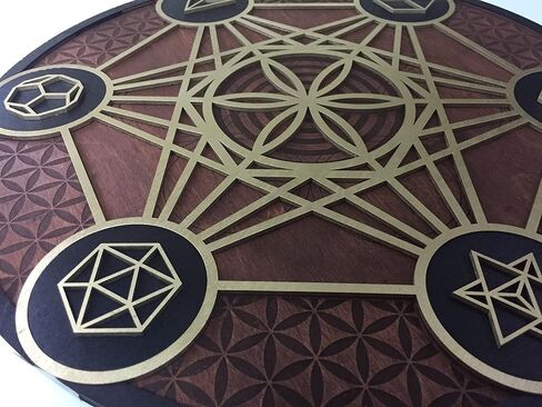 مكعب Metatron ، فن الجدار الخشبي معلق ، ديكور المنزل ، قطع ليزر الهندسة المقدسة (48 سم (18.8 ICNH) ، طبيعي) in Kuwait