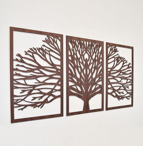 Zen Tree Wood Wall Art 3D Panels Set of 3 Textured Wall Art, Trees Wall Decor, Forest Mountains Artwork, Boho, Modern Farmhouse Gift in Saudi Arabia