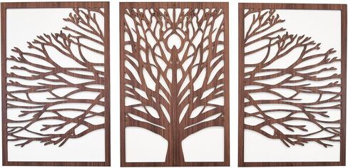 Zen Tree Wood Wall Art 3D Panels Set of 3 Textured Wall Art, Trees Wall Decor, Forest Mountains Artwork, Boho, Modern Farmhouse Gift in Saudi Arabia