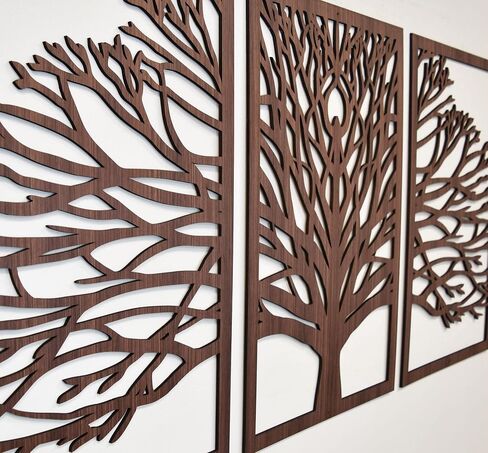 Zen Tree Wood Wall Art 3D Panels Set of 3 Textured Wall Art, Trees Wall Decor, Forest Mountains Artwork, Boho, Modern Farmhouse Gift in Saudi Arabia
