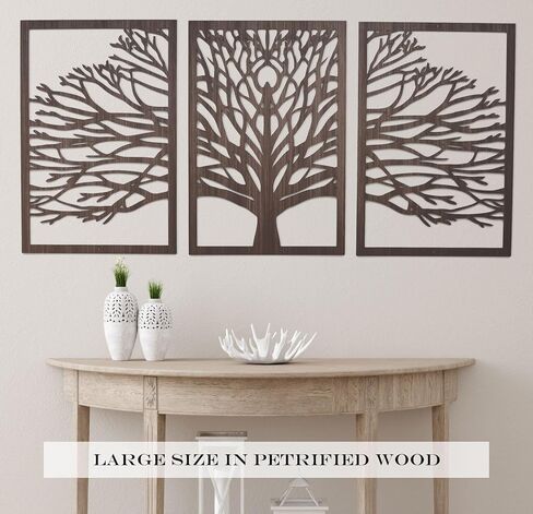 Zen Tree Wood Wall Art 3D Panels Set of 3 Textured Wall Art, Trees Wall Decor, Forest Mountains Artwork, Boho, Modern Farmhouse Gift in Saudi Arabia