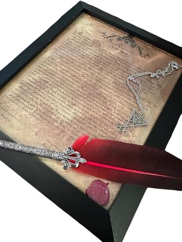 Framed Soul Contract on aged (real) blood paper - Leviathan cross, occult and esoteric, inverted cross, sulphur or sulfur symbol - Kit Satanic in Saudi Arabia