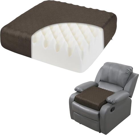 HOMBYS 5" Thick Egg Shaped Foam Recliner Chair Cushion for Elderly, Thicken & Extra Large Seat Cushion Cahir Pad for Couch, Armchair, Wheelchair for Easy to Stand Up & Reduce Hip & Lumbar Pain,Brown in Saudi Arabia