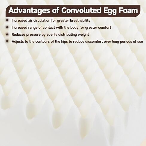 HOMBYS 5" Thick Egg Shaped Foam Recliner Chair Cushion for Elderly, Thicken & Extra Large Seat Cushion Cahir Pad for Couch, Armchair, Wheelchair for Easy to Stand Up & Reduce Hip & Lumbar Pain,Brown in Saudi Arabia