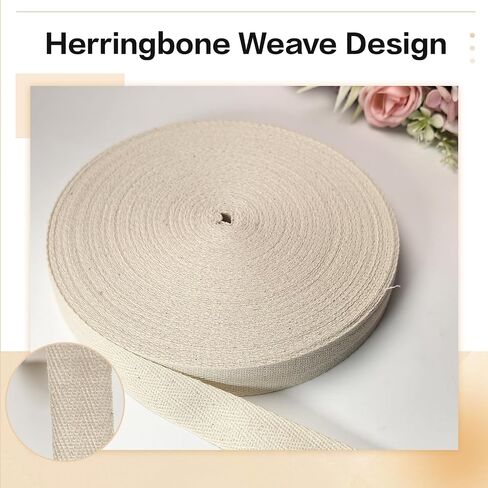 3/4 Inch Brown Cotton Twill Tape - 40 Yards Herringbone Webbing Bias Binding Tape for Sewing, Pet Collar, Crafting & DIY Projects, Gift Wrapping and Home Decor in Saudi Arabia