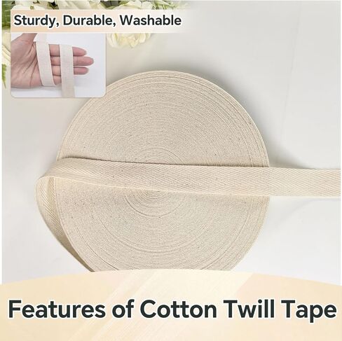 3/4 Inch Brown Cotton Twill Tape - 40 Yards Herringbone Webbing Bias Binding Tape for Sewing, Pet Collar, Crafting & DIY Projects, Gift Wrapping and Home Decor in Saudi Arabia