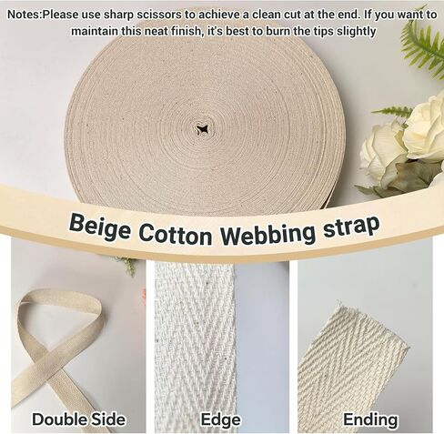 3/4 Inch Brown Cotton Twill Tape - 40 Yards Herringbone Webbing Bias Binding Tape for Sewing, Pet Collar, Crafting & DIY Projects, Gift Wrapping and Home Decor in Saudi Arabia