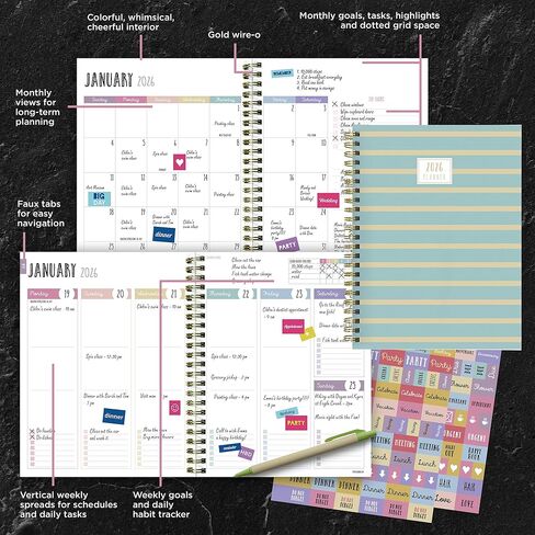 TF Publishing 2026 Classic Plaid Medium Monterly Monthly Planner مع شبكة تقويمية مدتها 12 شهرًا ، وملاحظات ، وأولويات القسم - مخطط الجدول الأسبوعي مع تعقب العادة والملصقات - 6.5 بوصة × 8in in Saudi Arabia