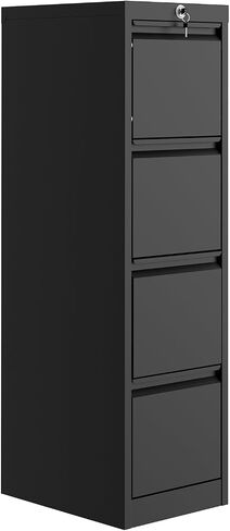 Garveehome 4 -Drawer File Cabinet مع قفل - خزانة تقديم المعادن الثقيلة لرسالة/مستندات قانونية/A4/F4 - التخزين الرأسي لمكتب المنزل | يتطلب التجميع ، الأسود in Kuwait