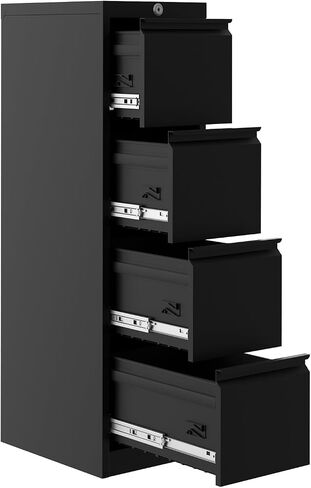Garveehome 4 -Drawer File Cabinet مع قفل - خزانة تقديم المعادن الثقيلة لرسالة/مستندات قانونية/A4/F4 - التخزين الرأسي لمكتب المنزل | يتطلب التجميع ، الأسود in Kuwait
