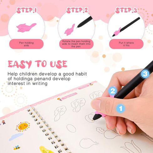 4 PC Magic Grooved Practice Copybook ، كتب كتابة مصابة بإعادة الاستخدام ، وممارسة كتاب الكتابة اليدوية للأطفال ، والأطفال المصابين بكتابة مرحلة ما قبل المدرسة للأطفال الذين تتراوح أعمارهم بين 3-8 خط. in Kuwait