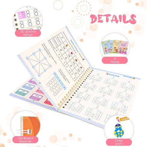 4 PC Magic Grooved Practice Copybook ، كتب كتابة مصابة بإعادة الاستخدام ، وممارسة كتاب الكتابة اليدوية للأطفال ، والأطفال المصابين بكتابة مرحلة ما قبل المدرسة للأطفال الذين تتراوح أعمارهم بين 3-8 خط. in Kuwait