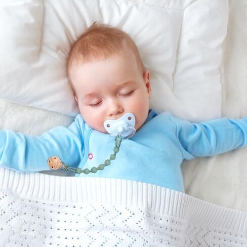 Pacifier Clip for Boys Girls - MORIBOX 5 Pack Paci Clip Soothie Baby Binky Holder for Shower Birthday Gift (Beige+Navy+Green+Yellow+GBlue) in Kuwait