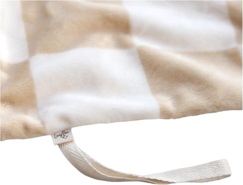 Handcrafted Baby Mini Plush Blanket Pacifier Holder (Tan Checked w/Blue) in Saudi Arabia