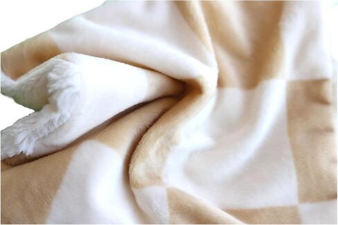 Handcrafted Baby Mini Plush Blanket Pacifier Holder (Tan Checked w/Blue) in Saudi Arabia