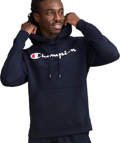 Champion Men's Tall Size Big & Tall Hoodie, Powerblend Graphic Sweatshirt, Script Logo, Granite Heather in Saudi Arabia