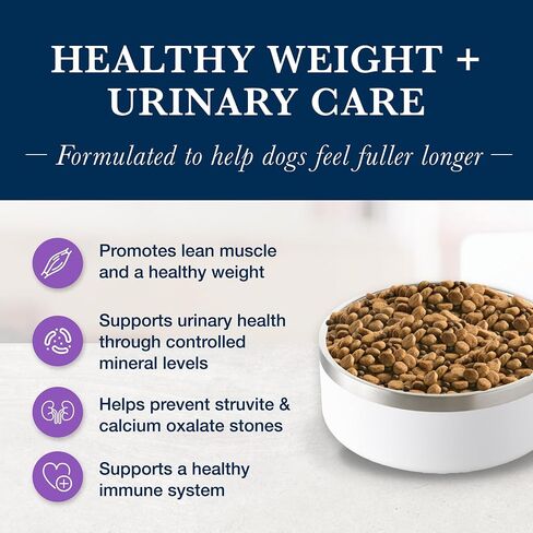Blue Buffalo Natural Veterinary Diet W+U Weight Management + Urinary Care Dry Dog Food, Veterinarian Prescription Required, Chicken, 22-lb Bag in Kuwait