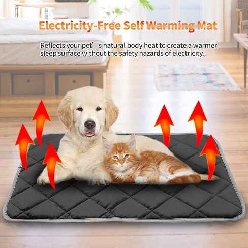 NWK Self Warming Thermal Pet Mat for Dogs and Cats, Body Heat Reflecting Cat Bed Mat, Washable, for Sofa & Crate & Kennel & Car Seat (Obsidian Black, Medium (28'' X 19'' X 0.4'')) in Kuwait