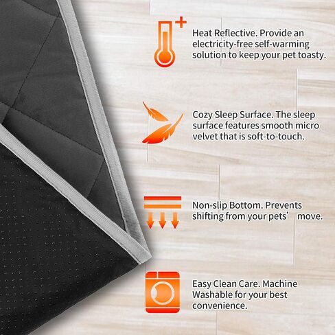NWK Self Warming Thermal Pet Mat for Dogs and Cats, Body Heat Reflecting Cat Bed Mat, Washable, for Sofa & Crate & Kennel & Car Seat (Obsidian Black, Medium (28'' X 19'' X 0.4'')) in Kuwait