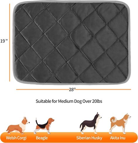 NWK Self Warming Thermal Pet Mat for Dogs and Cats, Body Heat Reflecting Cat Bed Mat, Washable, for Sofa & Crate & Kennel & Car Seat (Obsidian Black, Medium (28'' X 19'' X 0.4'')) in Kuwait