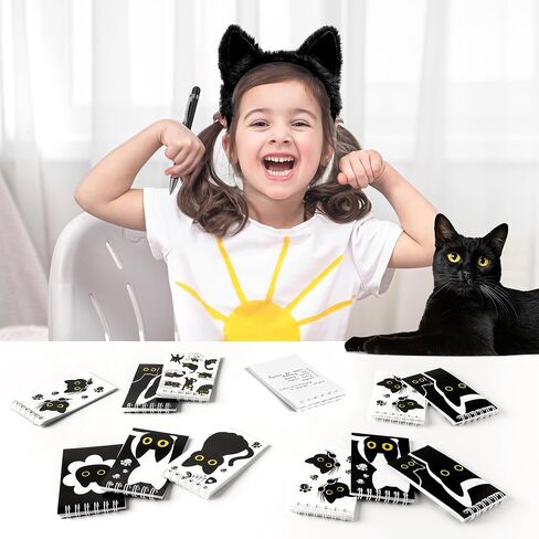24pcs Black Cat Mini Notepads لطيف كرتون هريرة ملاحظات حلزونية مضحكة ميمي ميمي كيتي جيب المجلات مذكرات مذكرات لحفل عيد ميلاد هدية غودي كيس أكافير الفصول الدراسية ، 8 تصاميم in Kuwait