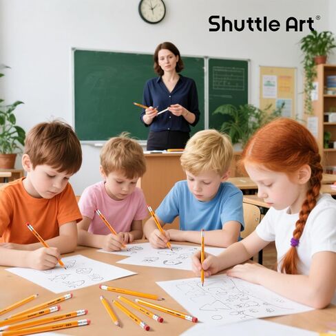 Shuttle Art Jumbo Pencils - 18 Pack Triangle Pre sharpened Pencils #2 HB with Top Erasers & Sharpener, for kids Ages 4-8, Kindergarten School Supplies, Ideal for Home, Classroom in Saudi Arabia