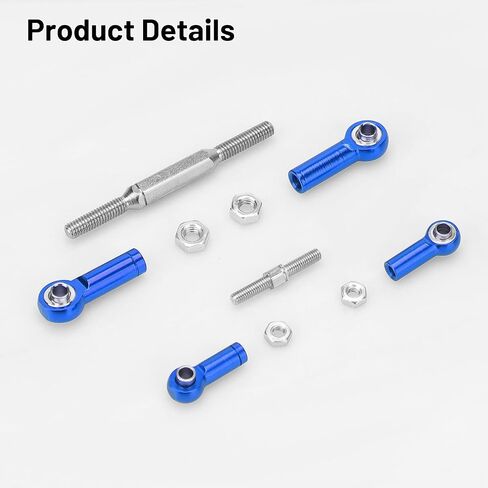 Daitoku turnbuckles روابط الحدبة مع أطراف قضيب مجموعة قابلة للتعديل من الفولاذ المقاوم للصدأ RC الرابط ل 1/10 TRAXXAS SLASH 4X4 2WD/RUSTLER 2WD 4X4/HOSS 2WD 4X4/Stampede 2WD 4X4 RC CAR (الأزرق) in Saudi Arabia