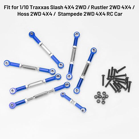 Daitoku turnbuckles روابط الحدبة مع أطراف قضيب مجموعة قابلة للتعديل من الفولاذ المقاوم للصدأ RC الرابط ل 1/10 TRAXXAS SLASH 4X4 2WD/RUSTLER 2WD 4X4/HOSS 2WD 4X4/Stampede 2WD 4X4 RC CAR (الأزرق) in Saudi Arabia