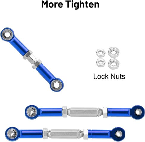 Daitoku turnbuckles روابط الحدبة مع أطراف قضيب مجموعة قابلة للتعديل من الفولاذ المقاوم للصدأ RC الرابط ل 1/10 TRAXXAS SLASH 4X4 2WD/RUSTLER 2WD 4X4/HOSS 2WD 4X4/Stampede 2WD 4X4 RC CAR (الأزرق) in Saudi Arabia