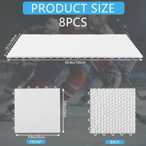 8 PCS Hockey Floor Tiles Mats, Interlocking Dryland Synthetic Ice Tiles for Hockey Training Equipment Board for Shooting Outdoor Indoor, Expandable & Easy Install in Saudi Arabia