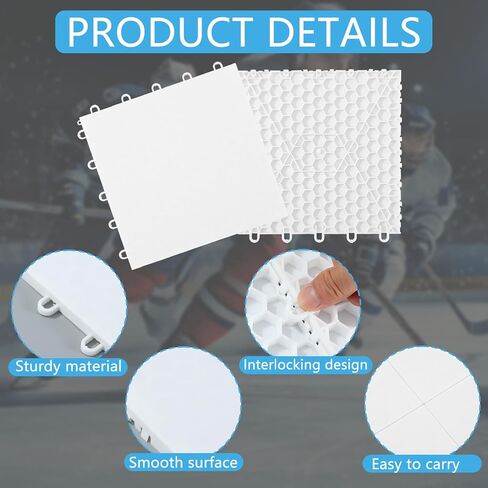 8 PCS Hockey Floor Tiles Mats, Interlocking Dryland Synthetic Ice Tiles for Hockey Training Equipment Board for Shooting Outdoor Indoor, Expandable & Easy Install in Saudi Arabia