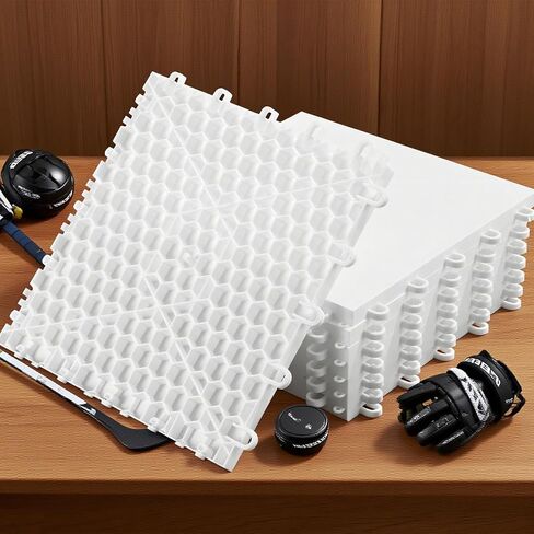 8 PCS Hockey Floor Tiles Mats, Interlocking Dryland Synthetic Ice Tiles for Hockey Training Equipment Board for Shooting Outdoor Indoor, Expandable & Easy Install in Saudi Arabia
