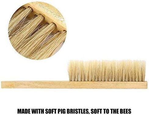 Fdit Beekeeping Pig Hair Bee Hive Brush Comb Beekeeper Beehive Tool Equip Equipment (Double Row) with Wooden Handle Beekeeping in Saudi Arabia
