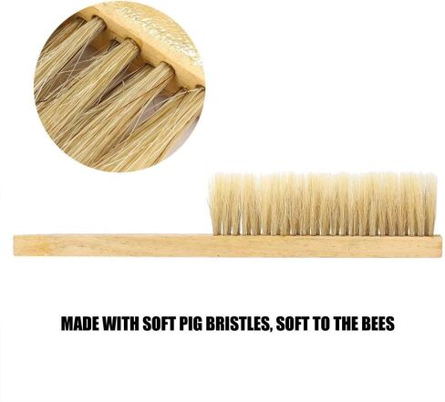 Topincn Bee Brush Soft Pig Beehive Tool مزدوج صف الخنازير نحل فرشاة نحلة ذيل حصص مع مقبض خشبي in Saudi Arabia