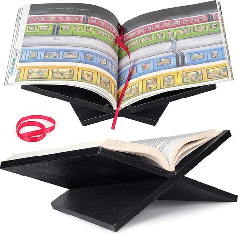 Solid Wood Book Stand for Reading and Display, Foldable Book Holder for Cookbooks, Art Books, Bibles, Magazines – Open Book Stand for Kitchen, The Front Stopper Helps Prevent Books from Sliding. in Saudi Arabia
