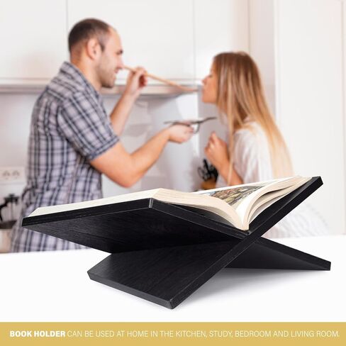 Solid Wood Book Stand for Reading and Display, Foldable Book Holder for Cookbooks, Art Books, Bibles, Magazines – Open Book Stand for Kitchen, The Front Stopper Helps Prevent Books from Sliding. in Saudi Arabia