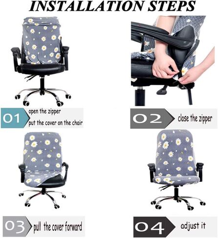 Deisy Dee Computer Office Chair Covers for Stretch Universal Rotating Chair Desk Chairs ONLY Chair Covers (Black, Medium) in Saudi Arabia