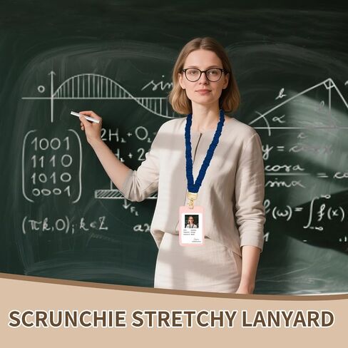 Scrunchie Teacher Lanyards لمفاتيح شارات الهوية ، وأشرطة Long Key Key Lanyard للنساء محفظة سلسلة مفاتيح بطاقة Women in Kuwait