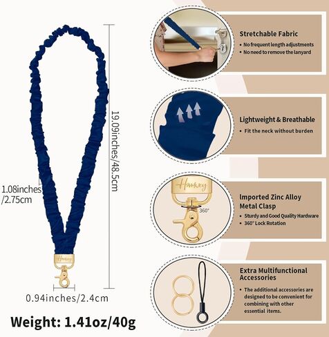 Scrunchie Teacher Lanyards لمفاتيح شارات الهوية ، وأشرطة Long Key Key Lanyard للنساء محفظة سلسلة مفاتيح بطاقة Women in Kuwait