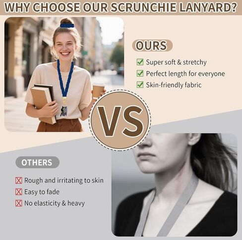 Scrunchie Teacher Lanyards لمفاتيح شارات الهوية ، وأشرطة Long Key Key Lanyard للنساء محفظة سلسلة مفاتيح بطاقة Women in Kuwait