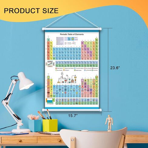 ZIFEZIRE Periodic Table 24"x16", Fabric Periodic Table of Elements Poster with frame for Learning, Science Classroom, Chemistry Gifts in Saudi Arabia