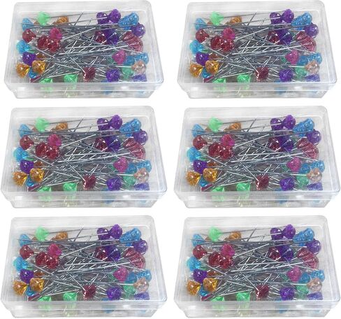 Sewing Pins Colorful Rhinestone Corsage Bouquet Pins for Handcraft Wedding Decorations 6 Boxes Plastic Storage Boxes Multifunctional Straight Quilting Pins in Saudi Arabia
