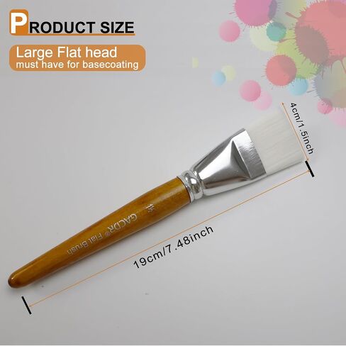 1 1/2 inch Flat Paint Brushes for Acrylic Painting,4 Pieces 38mm Large Craft Basecoating PaintBrushes with Wooden Handle for Acrylic, Oil, Body, Facial mask Brushes in Kuwait
